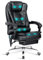 Blisswood Ergonomic Office Chair with 8-Point Massage – Executive Computer Desk Chair with Footrest, Padded Armrests, Lumbar Support and Reclining for Office Home Work & PC Gaming - PU Leather Black