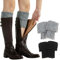XEPST 2 Paar Winter Stulpen Damen Gestrickte Beinwärmer, Stricken Häkelarbeit Kurze Leg Warmers Mädchen Stiefel Boot Abdeckung für Winterwärmer - Schwarz, Grau