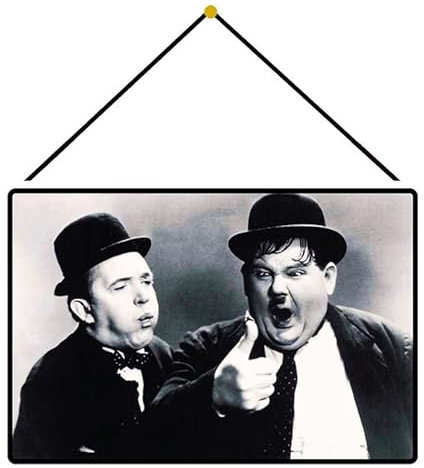 Metall Schild 20x30cm mit Kordel Laurel & Hardy Dick & Doof Blechschild