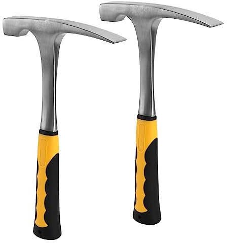 KOHAND Set di 2 martelli tedeschi in acciaio al carbonio con manico antiscivolo in TPE, 30,5 cm, martello geologico forgiato con punta piatta e appuntita, 473 g