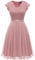 Dressystar Damen Cocktailkleid Elegant für Hochzeit Abendkleider A Linie Chiffonkleid Kurz Sommer Sommerkleid Blush XXL