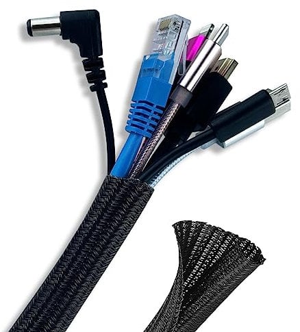 Nutabevr 13mm Guaina Cavi Self-closing, 3 m Raccogli Cavi Nascondi Cavi Guaina,Flessibile Guaina per Cavi Intrecciata per TV/Computer Ufficio Casa Auto,cavo di ricarica, bicicletta
