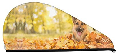Haarhandtuchwickel mit Ahorn-Schäferhund-Motiv, super saugfähig, für trockenes Haar, Duschhauben für Damen, für Fitnessstudio, Salon, Bad, Dusche