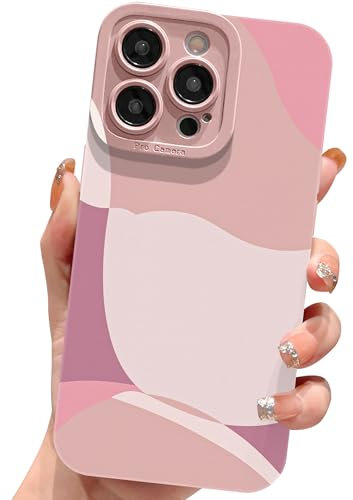 ECZOIL Compatible with iPhone 15 Pro Case 6.1 Inch,cute painted art lens protective slim soft TPU Shockproof phone case for iPhone 15 Pro for women girl-Pink