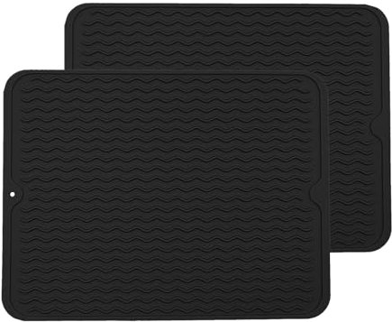 LogHog Large Wavy Silicone Hot Pads Trivet Mats Set of 2, Rubber Pot Holders Dish Drying Table Place Mat, Tableware Draining Non Slip and Heat Insulation Pads 15.7”x 11.8”