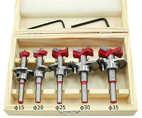 HUVNAREDE 5Pcs Forstner Drill Bit Set Wood Auger Cutter Hexagon Wrench Woodworking Hole Saw For Power Tools-2#