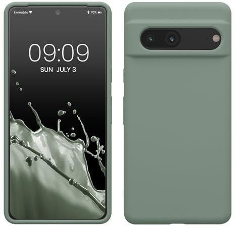 kwmobile Case Compatible with Google Pixel 7 Case - TPU Silicone Phone Cover with Soft Finish - Rainwashed Green