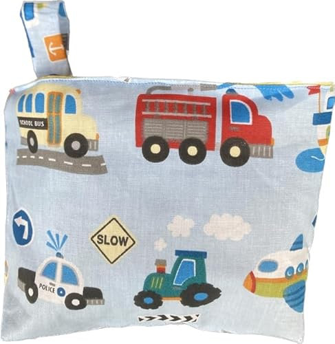 Lenkertasche/Lenkradtasche für Kinder und verschiedene Fahrzeuge wie Fahrrad, Roller, Laufrad oder Puky (hellblaue Fahrzeuge)