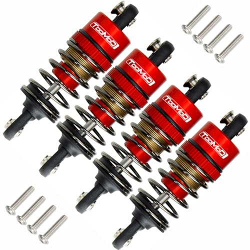 TOOMOD 1/10 50 mm RC ölgefüllte Stoßdämpfer-Set für Tamiya TT-01 TT-02 M03 M04 M05 M06 TA05 1:10 On Road Car Upgrades Ersatzteile (rot)