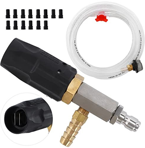 FIXFANS Adjustable Pressure Washer Long Range Nozzle, Downstream Injector Kit for High Power Washer, External Chemical Injection with 1/4 Inch Quick Connector, 7-8 GPM
