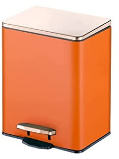 GaRcan Poubelles de cuisine et de salle de bain, poubelle intérieure sans contact et poubelle, stockage des déchets en acier inoxydable + PU. Panier Chambre (Couleur : Orange,