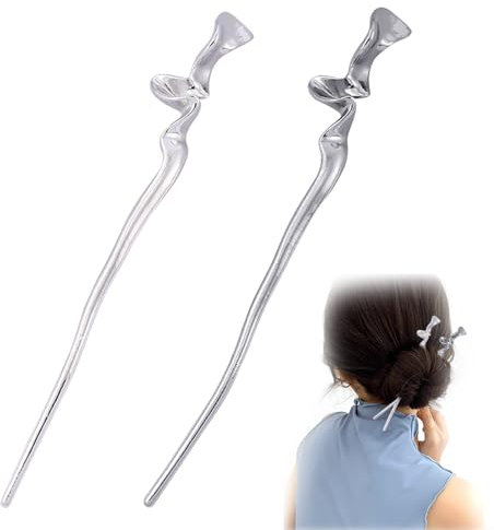 DHWEKU Palillos para El Cabello,2 Palillos de Pelo para Mujeres,Accesorio de Horquilla,Aleación de Palo de Pelo,Palillo Metálico el Cabello para Cabello Decorativo Peinado Fijo
