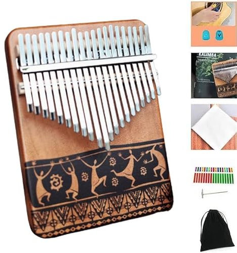 TODO Kalimba Daumenklavier 21 Tasten mit Mahagoniholz mit Stimmhammer und Fingerabdeckungen & mehr Lernanleitung