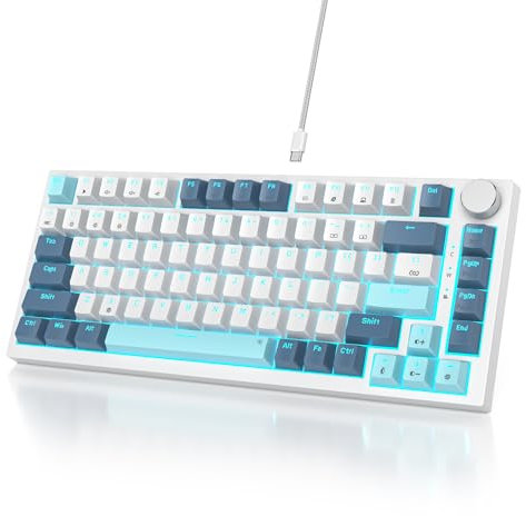 Owpkeenthy 75 Percent Mechanical Keyboard, 82 Key Gasket Mounted Hot Swappable with Volume Knob, Wired RGB Backlit NKRO Compact Gaming Keyboard for PC Laptop (82Shoko)
