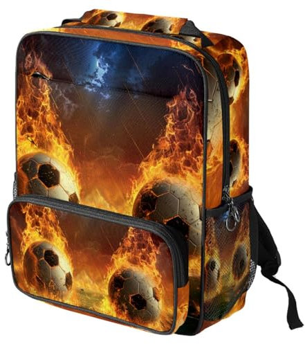 WOSHJIUK Reiserucksack für Damen,Rucksack für Herren,Wassertropfen Fußballflamme,Rucksack