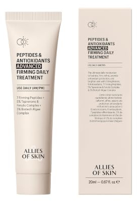 Allies of Skin Peptides & Antioxidants Advanced Firming Daily Treatment with 13 Brighteners, 9 Antioxidants, 7 Firming Peptides, 5% Teprenone & Ferulic Complex and 3% Biotech Algae Complex 20ml/1.6oz