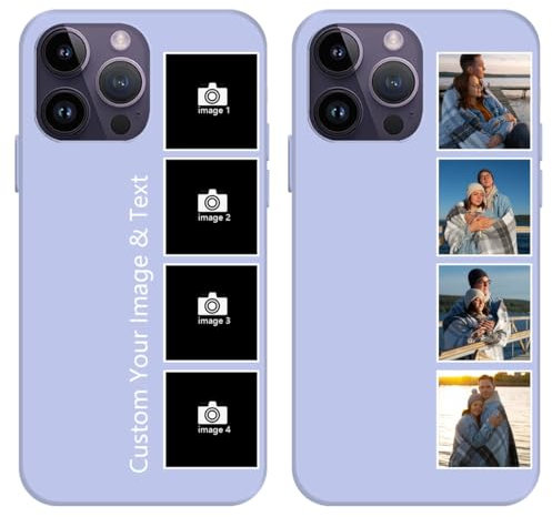 Aiebill Design Your Own Photos Style Phone Case for iPhone 15/14/13/12/11 Pro Max/Mimi/Xs Max/Xr/7/8 Plus Anti-Scratch Personalised Cover for Friends Family Birthday Gifts Purple