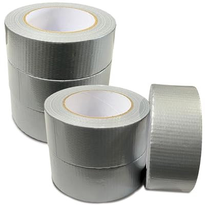 JeeJaan® 6 Rolls of Silver Duct Tape 50mm x 50m Waterproof Gaffa Tape for Plumbing Electrical and Outdoor Use Strong Adhesive Durable Weatherproof Perfect for Sealing Fixing and Repairing