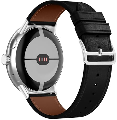 RanBluu Leder Armband Kompatibel mit Google Pixel 3 41 mm, Retro Vintage Uhrenarmband, Verstellbarer Ersatzarmband für Herren und Damen