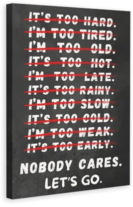 Leinwandposter Nobody Cares Lets Go Gym, Wandkunst, Schlafzimmer-Poster, Wohnzimmer-Dekor, Poster, Büro, Wohnheim, Dekoration, Geschenke, Rahmen-Stil, 20 x 30 cm