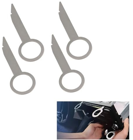 Bamyli 4 Pcs Car Radio Removal Tool Key DIN Release Keys for VW Bora Golf Jetta Ford Stainless Steel Car Radio Removal Tool Keys Sets