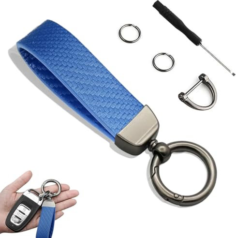WJUSYH Auto Schlüsselanhänger für Audi R8 RS3 RS4 RS5 RS6 RS7 Coupe A1 A3 Hatchback, mit 360° Drehbarem Drehgelenk Anti-Verlorener D-Ring Schlüsselringen,B/Blue
