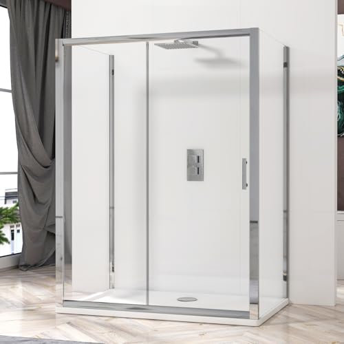 Grand 1400 x 700mm Single Sliding Rectangular 3-Sided Shower Enclosure 6mm Glass Reversible Cubicle Door