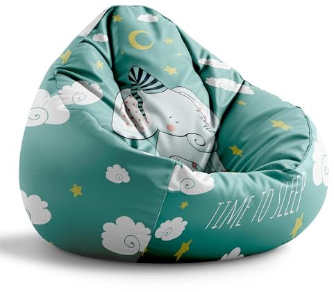 DreamRoots Sitzsack Kinder mit füllung - Sitzkissen Kinder Boden - Kinderzimmer Möbel - Sitzsäcke fürs kinderzimmer - Bean Bag M Sleepy Elephant