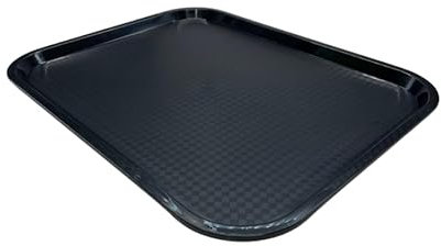 Fast Food Plastic Rectangular Serving Tray 18''x 14'' 46 x 36cm Polypropylene Cafe, Restaurant,Food Canteen Tray (Black)