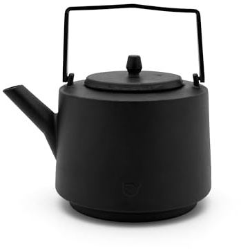 Bredemeijer Gusseisen Teekanne Induktion 1.2 Liter - große gusseiserne, emaillierte Kanne mit Edelstahl Teefilter & eckigem Henkel