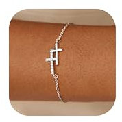 Dochais Kreuz Armband Damen - 14K Gold Vergoldete Armbänder Wasserfestes, Verstellbar Gold/Silber Armband Set für Frauen Mädchen, Goldene Bracelet Schmuck Geschenk