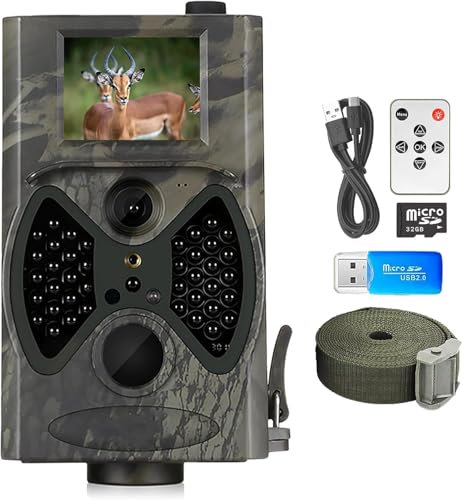 RecorCam Wildkamera, 24MP 1080P Wildkamera mit Bewegungsmelder Nachtsicht, 120° Erfassungsbereich, Wildtierkamera mit 940nm IR-LED, 0.2s Schnelle Aufnahme, IP65 Wasserdicht, Jagdkamera, 32GB SD Karte