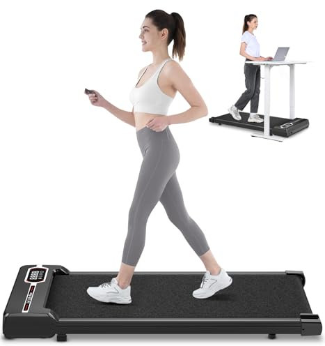 HomeFitnessCode Walking Pad Treadmill, Treadmills for Home, 2.5HP Portable Electric Under Desk Treadmill with LED Display & Remote, Adjustable Speed, No Assembly (Black Classic)