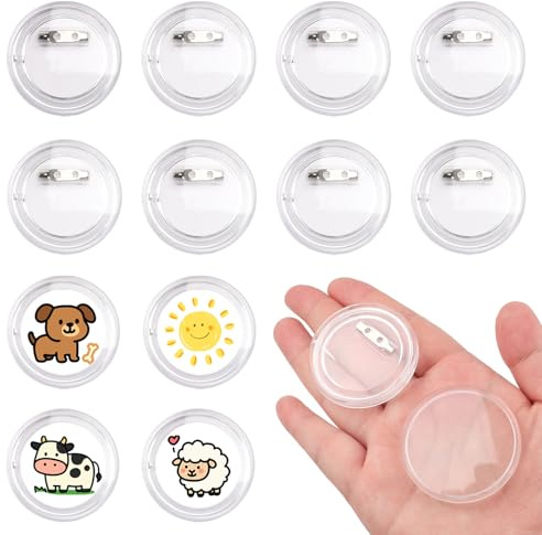 10 Pack Transparent Buttons, 44mm DIY Acrylic Button Pins Badge for Make Your Own Badges Photo Crafts