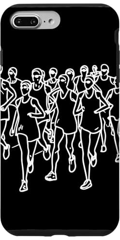Runners One Line Drawing Triathlon Cardio Custodia per iPhone 7 Plus/8 Plus