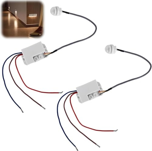 2 Stück Bewegungsmelder für den Außenbereich – Mini-Infrarot-Sensor unterputz 220 V IP65 – automatische Erkennung mit Dämmerungssensor – für Garten, Einfahrt & Sicherheitsbereich