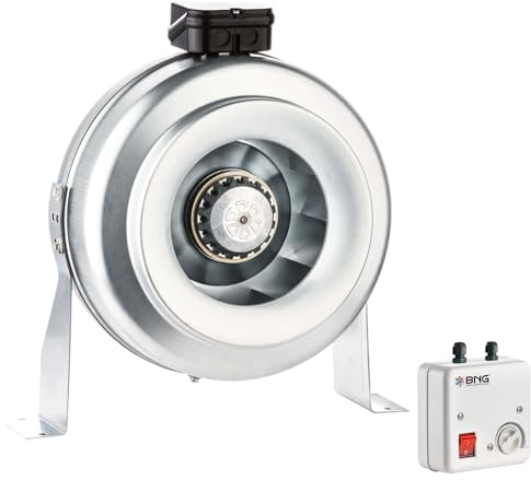 BDTX Rohrventilator Set mit Drehzahlregler 1100W 5A 230V – In-Line Rohrlüfter Kanallüfter Axialventilator für Zuluft & Abluft – Kanalventilator Regelbar – Wandlüfter Lüftung (250)