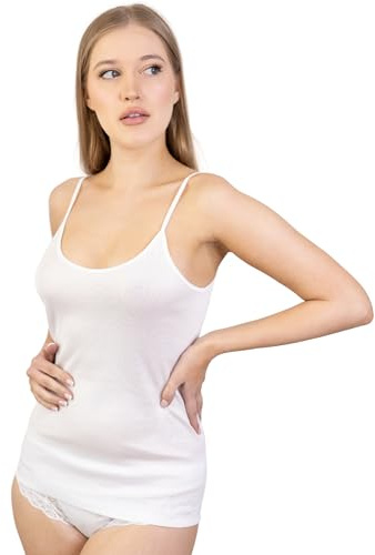 VP PINUCCIO VENEGONI Set 2 Canottiera Donna Cotone Filo di Scozia Spalla Stretta Made in Italy | Intimo Donna Sottogiacca Elegante | Canotta Bianca e Nera