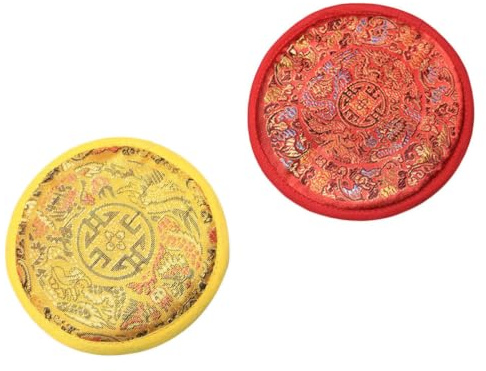 PRETYZOOM Coussins pour Bols Chantants Bouddhistes 2pcs en Tissu Rouge Fait Main Couture Soignée pour Contemplation et Thérapie Sonore