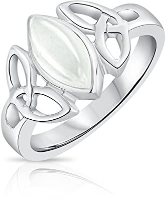 DTPsilver® 925 Sterling Silber Ring - Keltische Dreifaltigkeitsknoten - Keltische Kollektion - Mondstein