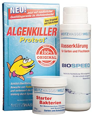 SCHNELLKLAR+ SPARSET - Effektive Schnellreinigung der Teiche. Stark gegen Algen, Schlamm, Wassertrübungen - BIOSPEED & ALGENKILLER Protect® im Duo Pack Mit Starter-Bakterien für den extra Boost
