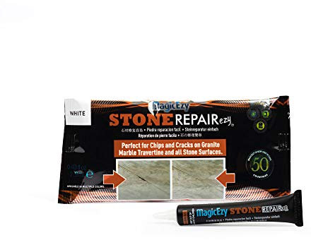 MagicEzy Stone Repairezy (White): Stone Fix - Repair Chipped and Cracked Granite Tiles and Countertops Fast - Marble, Granite and Travertine Repair Kit - Super Strong