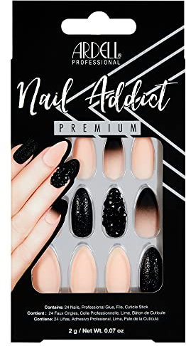 NAIL ADDICT black stud & pink ombre 1 u