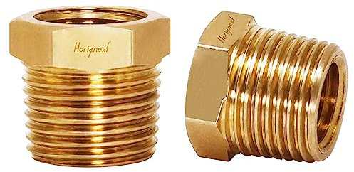 Horiznext npt 1/4 to 3/8 Brass Reducer,Hydraulic, Water Pipe, air Tube and Garden Hose Bushing (Pack of 2)
