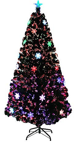 UISEBRT Albero di Natale Artificiale Illuminato 210cm - Albero di Natale con fiocchi di neve Fibra ottica a cambiamento di colore a LED (210cm, Fibra ottica colorata con fiocchi di neve)
