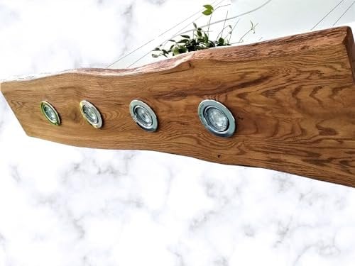 FRIESENLICHT MAYA Esstischlampe Pendelleuchte Unikat Holz Hängelampe Hängeleuchte Led Vintage Set Leuchte Lampe Eiche Nussbaum Dimmbar dunkel geölt Massiv 100,120,150,180 cm GU10 (50cm) …