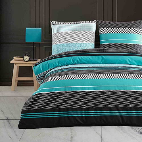 Buymax® Bettwäsche 135x200 100% Baumwolle 4-Teilig Bettbezug - Bettwäsche-Sets 135 x 200cm mit 2 mal Kissenbezüge 80x80cm, ÖKO-TEX Renforcé-Bettdeckenbezüge Set mit Reißverschluss