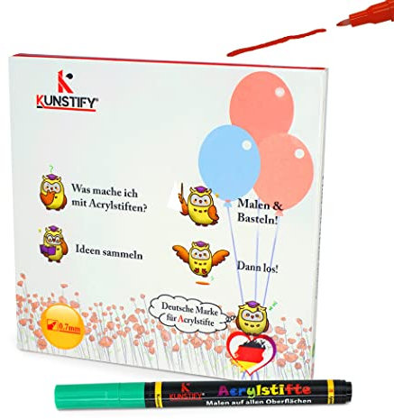 KUNSTIFY Acrylstifte - 12 Farben - 0,7mm Strichstärke - Eulen Design (0.7mm sehr dünne Spitze)