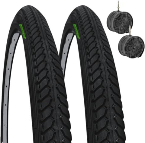 Country - 2 Cubiertas Neumáticos Negros + 2 Cámaras de Aire para Bicicleta City Bike Trekking 700 x 35 28 1 5/8 3/8 (37-622) 700 x 35C