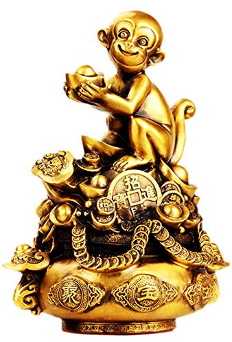 ZTIANEF Bronze AFFE Tier Ornamente Chinesisches Barren Füllhorn Home Wohnzimmer Dekoration Handwerk-A_20.5 * 16 * 27cm